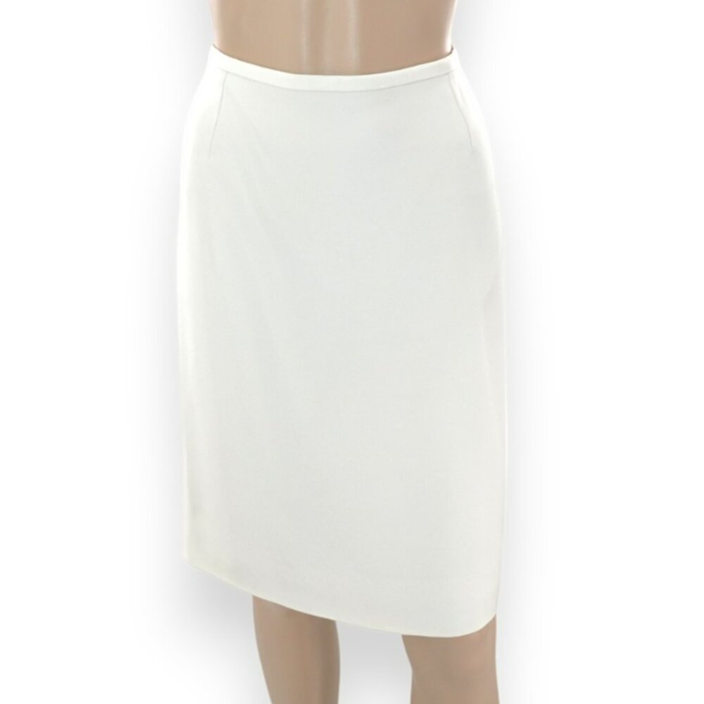 Armani Neutral Oatmeal Ecru Ivory Silk Blend Minimalist Pencil Dress Skirt 8 44